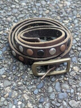 Linea Pelle Thin Studded Leather Belt